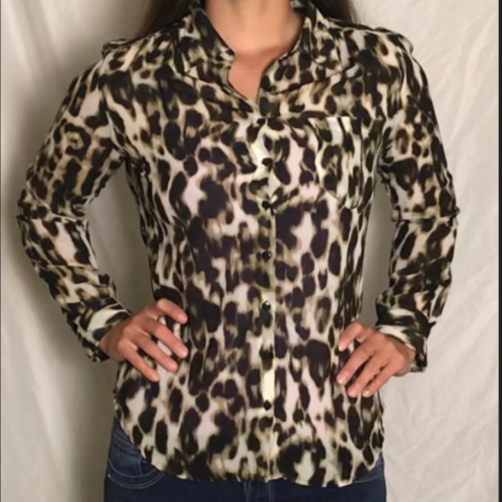 Guess Leopard print blouse small